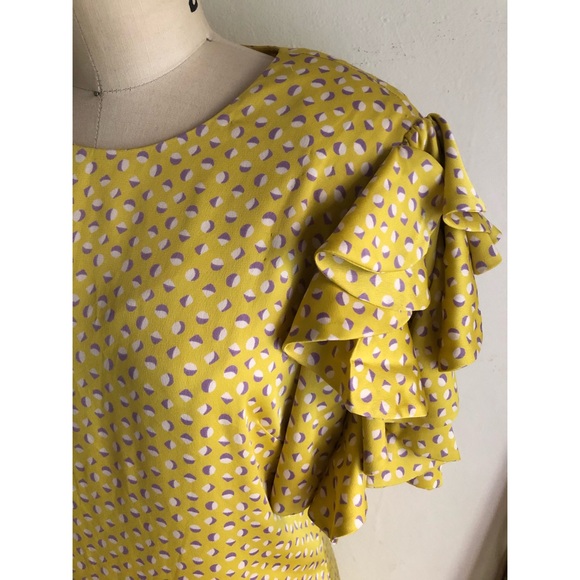 Kate Spade Yellow ruffle sleeve shift dress - Picture 7 of 16